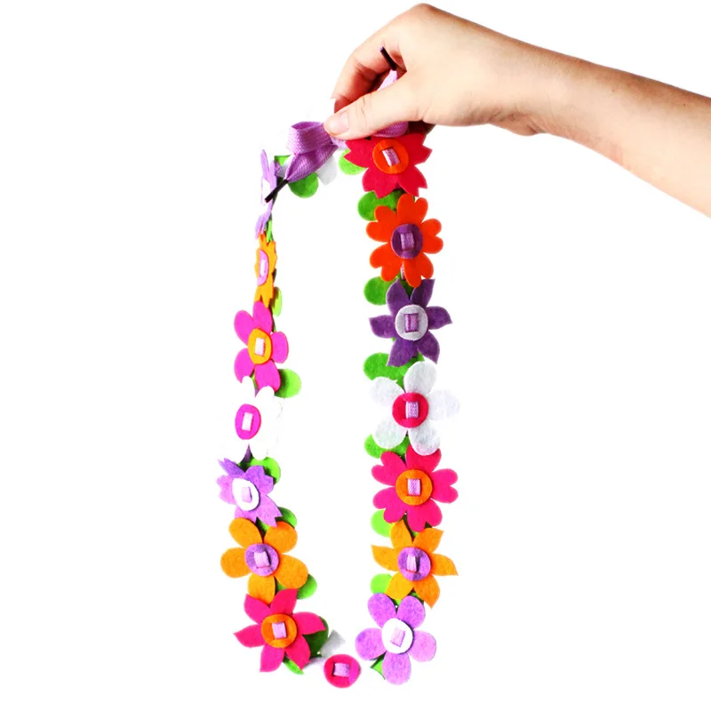 Collar no tejido para niños, coronas de flores, juguetes artesanales hechos a mano, bolsa de Material DIY, regalo creativo del Día de los niños