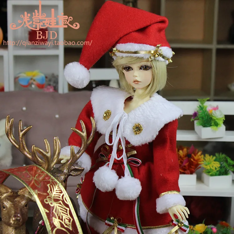 

1/4 1/3 BJD Christmas costumes dress+hat+scarf for SD clothing BJD doll accessories,Not included doll,shoes,wig,accessories 1602