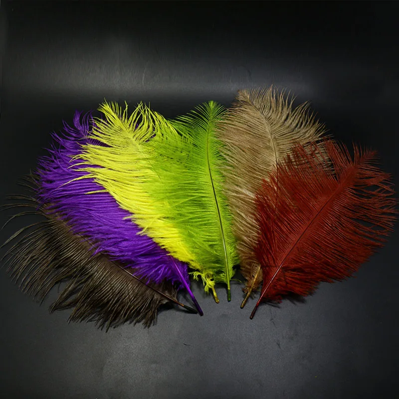 16PCS Multiple Colors fly tying 8'' Ostrich feathers premium ostrich herl plume fluffy body tying materials nymph thorax collar