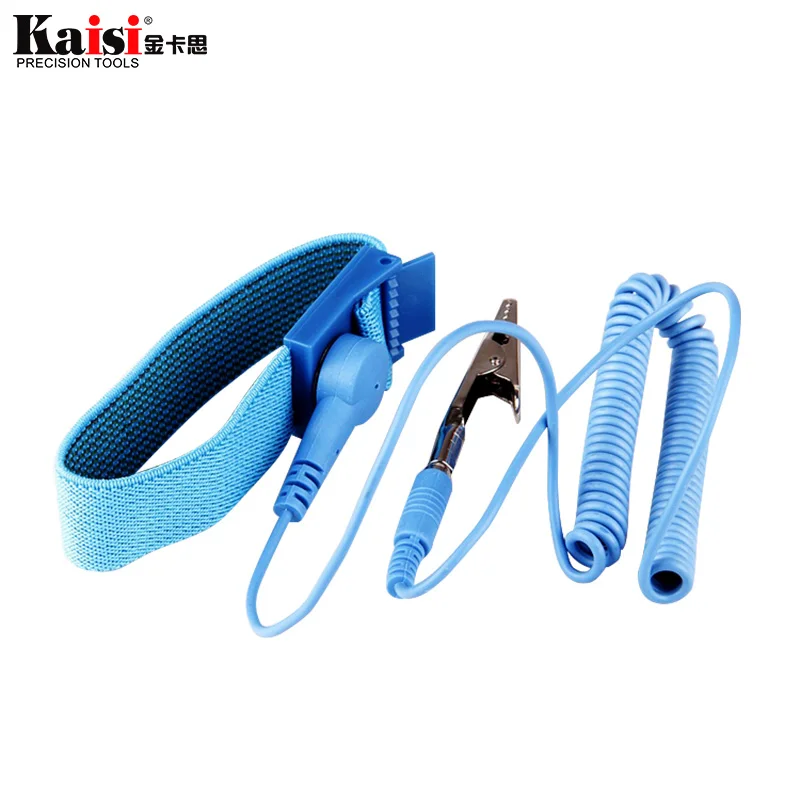 Adjustable anti-static ESD elastic wristband with clip for sensitive electronic repair work tools