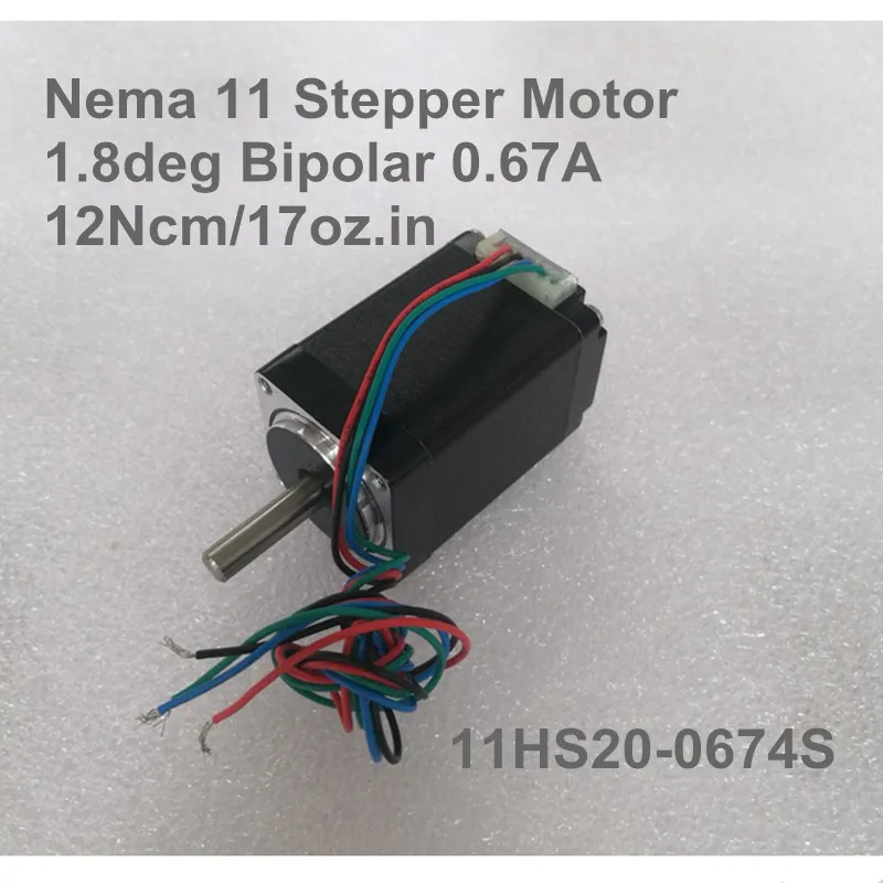 

Nema 11 Stepper Motor 1.8deg Bipolar 0.67A 12Ncm/17oz.in 28x28x51mm 4-wires DIY 3D printe