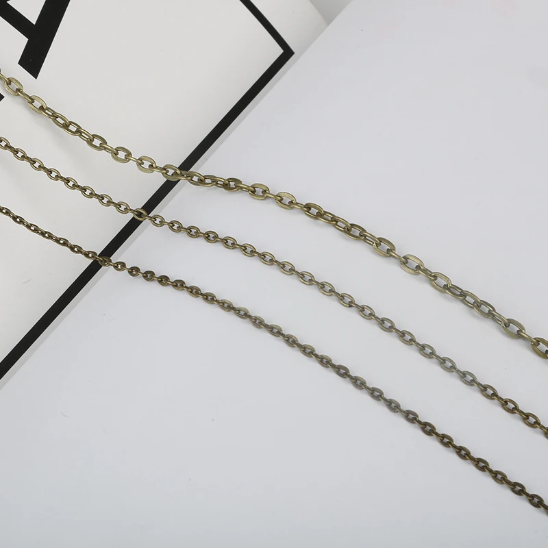 5m/lot Metal Bronze Color Plated Necklace Chains Brass Bulk For DIY Jewelry Findings Making Materials Handmade Supplies