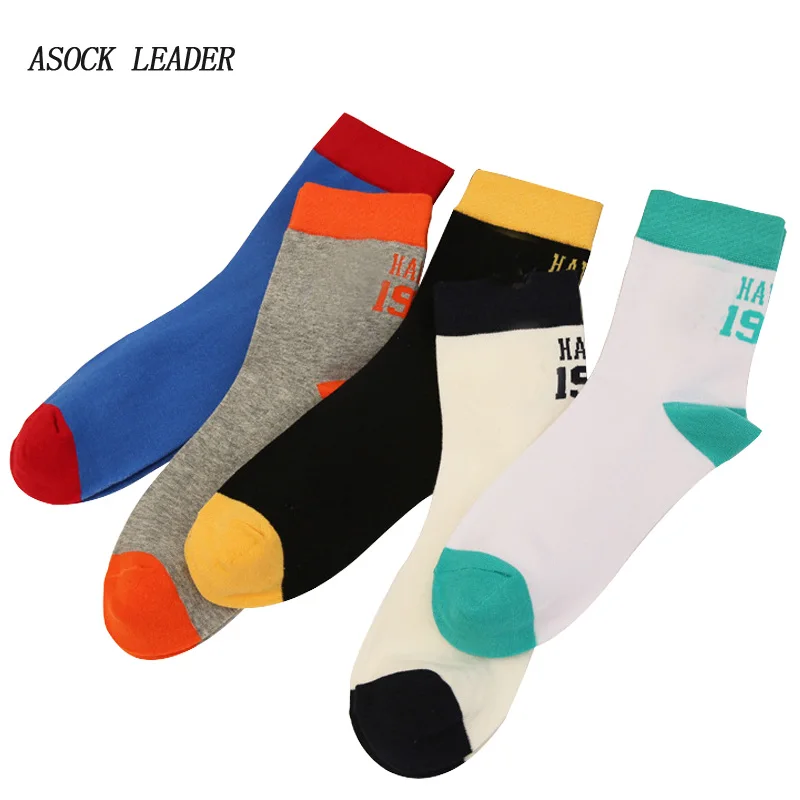 

2018 Spring New Men Fashions Casual Sock White Funny ART Sock Long Socks Men Men Gifts Socks 5 Pairs/Lot