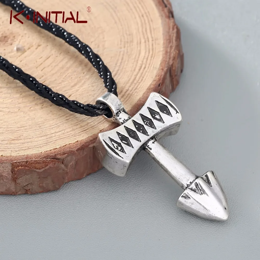 Kinitial Thor's Hammer Mjollnir Scandinavian Pendant marve Necklace Charms Cross Arrow Necklaces Viking Bijoux Nordic collier