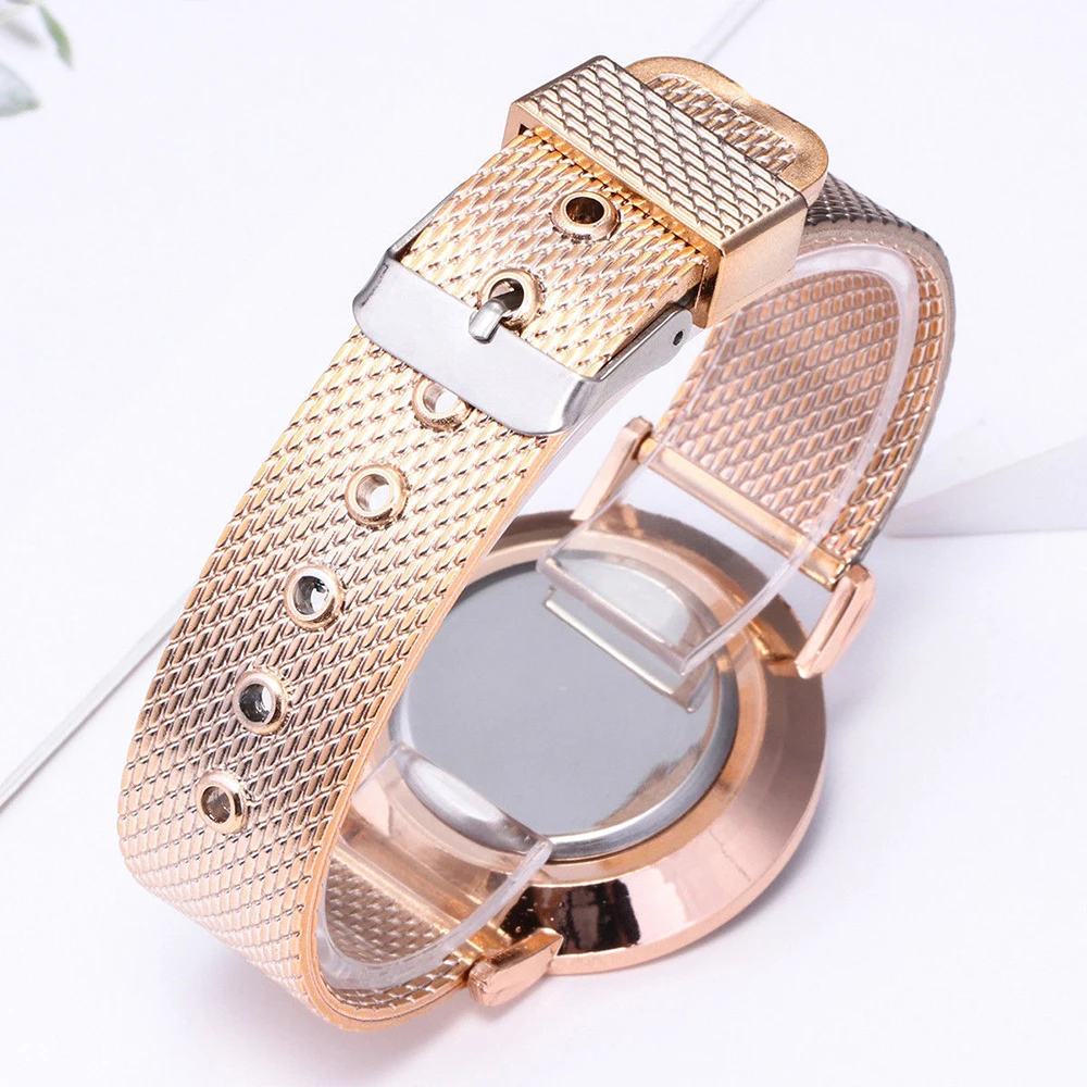 Simple Women Stainless Steel Analog Quartz Wrist Watch Luxury Geneva Female Watch