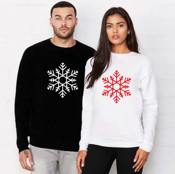 Sugarbaby Christmas Sweatshirt Couple Christmas Couple gift Snowflake Funny Christmas Clothing Jumper Couple\'s Clothing