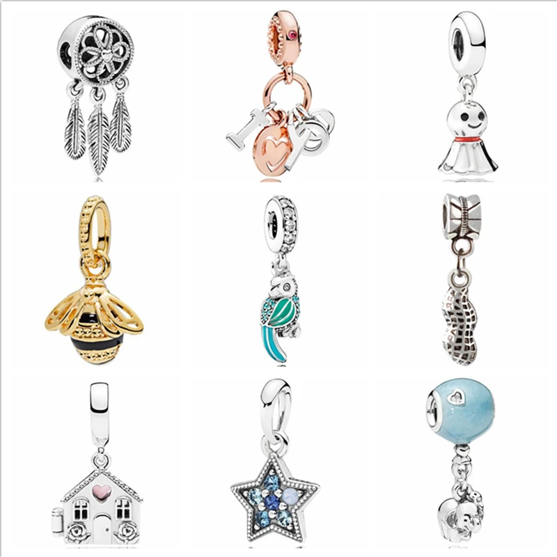 Btuamb Maxi Small Statement Flower House Star Elephant Charm Crystal Beads Fit Brand Bracelets & Bangles Women Making Jewelry