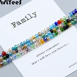 WLYeeS Austrian Crystals 4mm Faceted Flat Round Beads 100pcs Round Glass Loose Beads necklace bracelet Jewelry Making DIY Ball