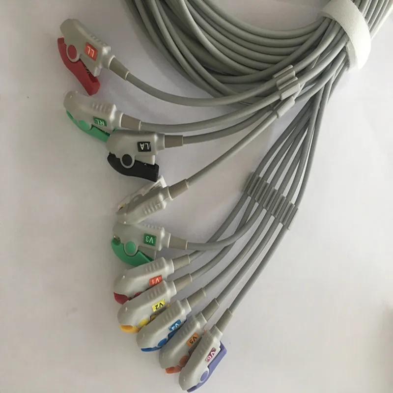 Compatible For Nihon Kohden ECG-1250,ECG-1350 ECG EKG Cable with Leadwires 10 Leads Medical ECG Cable Clips End TPU