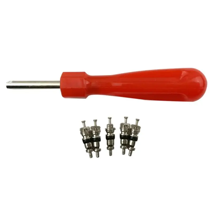 Tyre Valve Core Remover Removal Tool Key & 5 Valve Cores for Car Bike Motorbike Car Truck Motorcycle Replacement Core Part