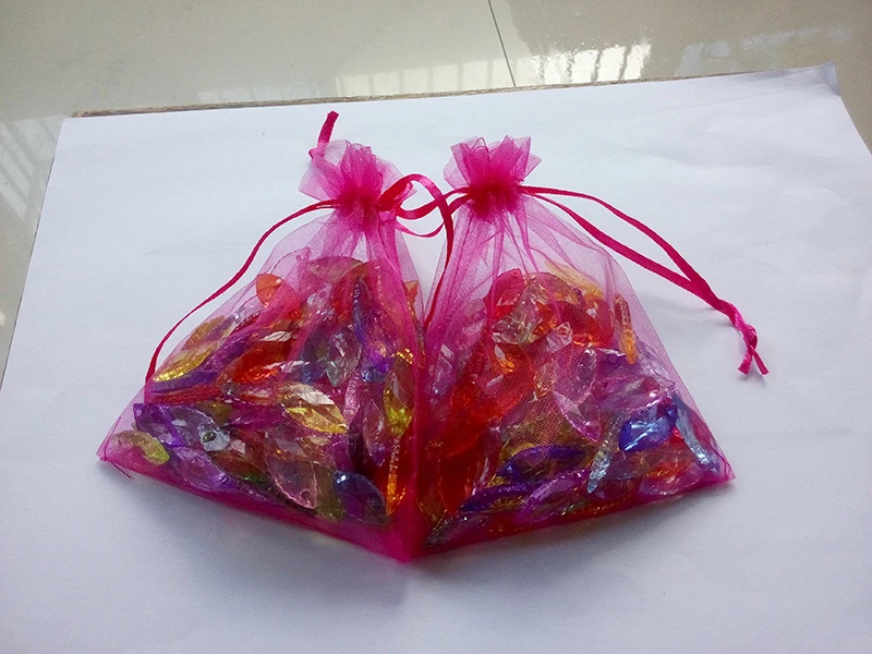 300pcs 11*16 Rose Red gift bags for jewelry/wedding/christmas/birthday Organza Bags with handles Packaging Yarn bag