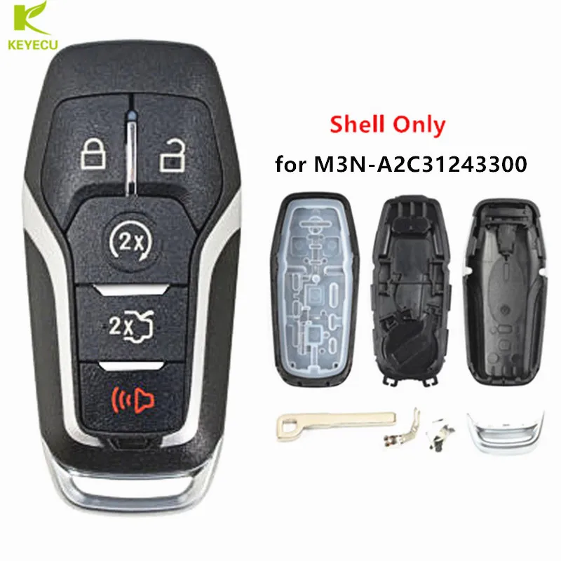 

KEYECU Replacement New Smart Prox Remote Key Shell Case 5 Button for Ford F150 Edge Explorer Fusion Mustang (M3N-A2C31243300)