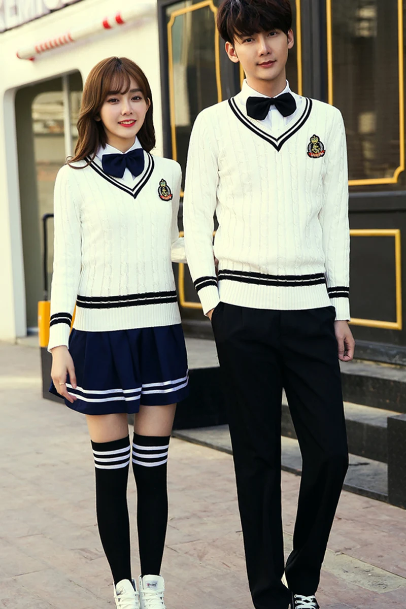 Uniformes de viento del Colegio coreano para niños y niñas, suéter, servicio de clase, Inglaterra, otoño e invierno, choral servic