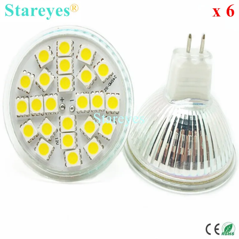 

Free Shipping 6 pcs SMD 5050 24 LED 5W MR16 DC12V High Quality LED Spotlight bulb droplight downlight lamp LED light lighting