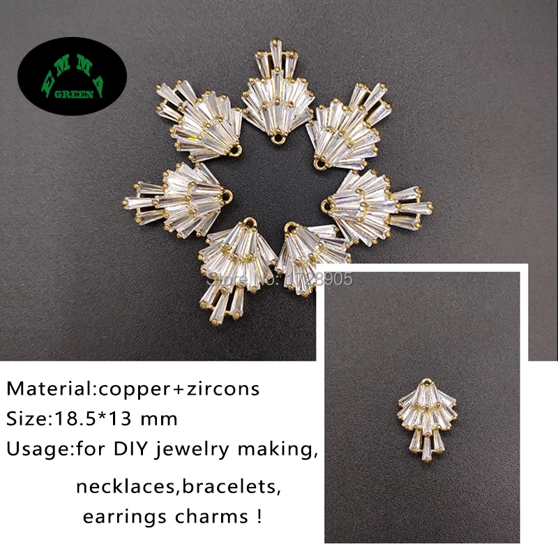 Zircon Charms Pendants for jewelry making 100pcs Dangle Flower Charm Findings Crystal Zircon Embellishments for diy Accessories