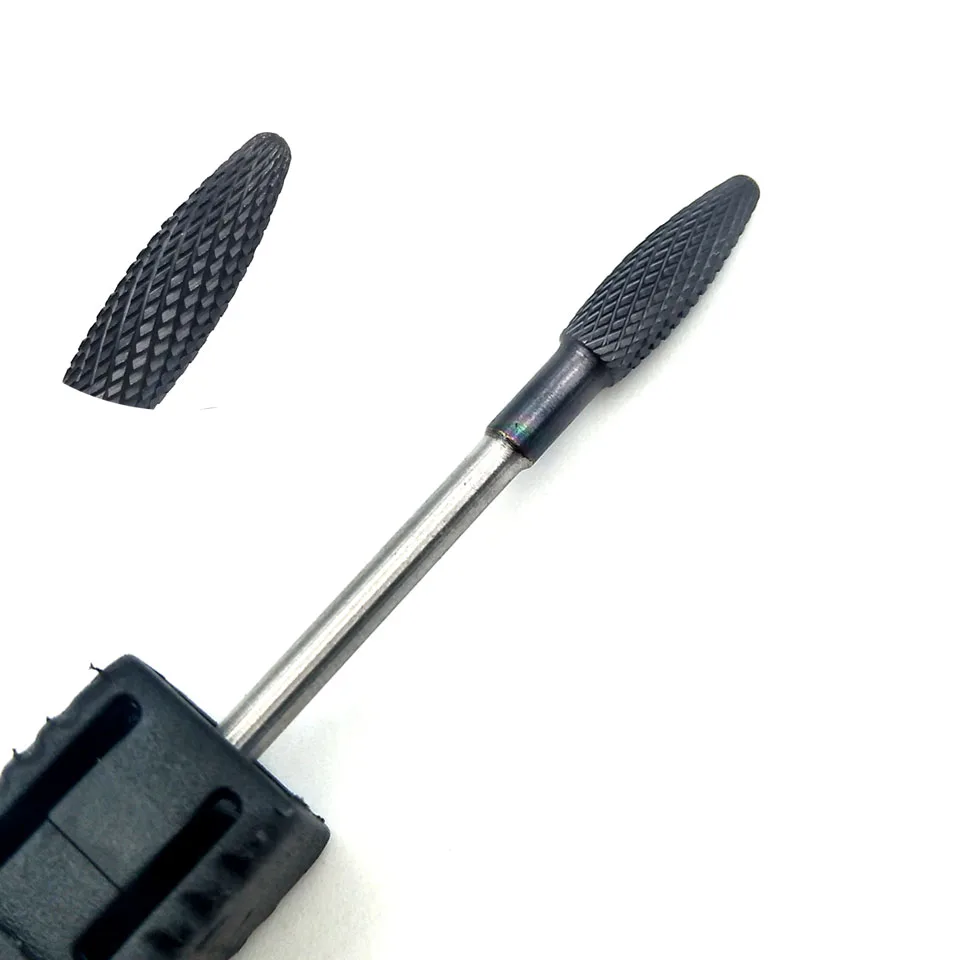 HYTOOS Black Cotaing Nail Bits 3/32 Tungsten Carbide Nail Drill Bit Milling Cutter for Manicure Drill Accessories Nails Tools