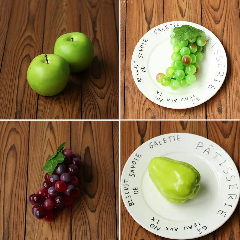 

Popular Lifelike Simulation Apple Lemon Grape Peach Banana Pear Artificial Fruit for Photography Accessories Photo Decoration