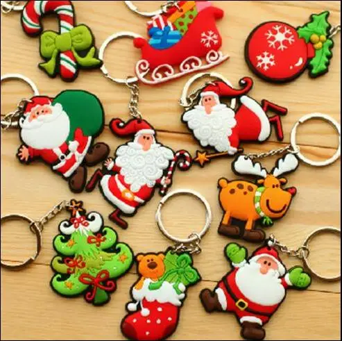 new 3D cartoon Christmas Keychain tree Santa Claus Christmas Gift XMAS Key ring Key chains Christmas souvenir decorations