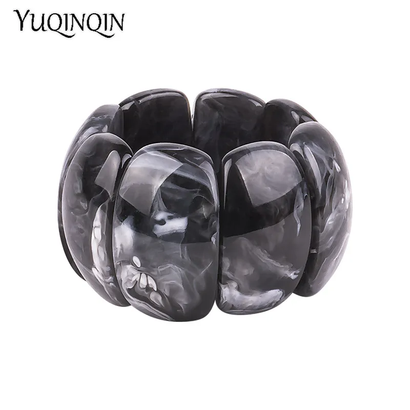 Classic Resin Cuff Fashion Big Bracelets Bangles for Women Stretch Acrylic Wide Geometric Bracelets Female Charm Simple Jewelry - view 5