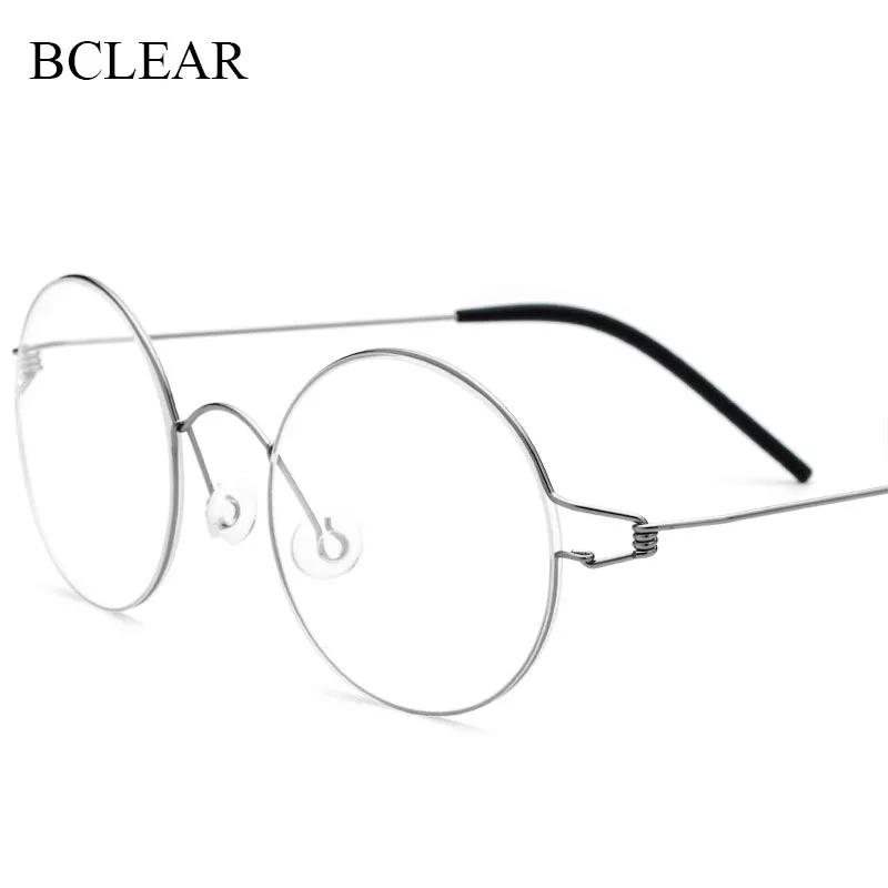 BCELAR Ultralight Optical Prescription Glasses Round Frame Men's Myopia Eyeglasses Titanium Rim Eyewear Women Korean