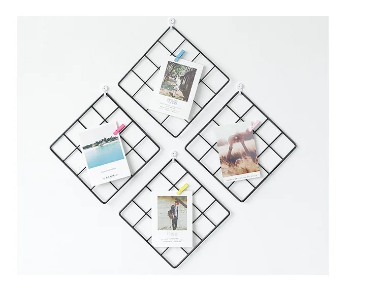 1PC Nordic Metal Mesh Grid Wall Photos Grids Pictures Postcards Hanging Photo Frame Holder Home Bedroom DIY Decor JL 240