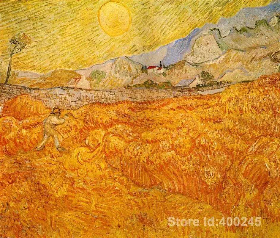 

Canvas Art Landscape Painting Living Room Wheat Field Behind Saint Paul Hospital Handmade Vincent Van Gogh Artwork High Quality