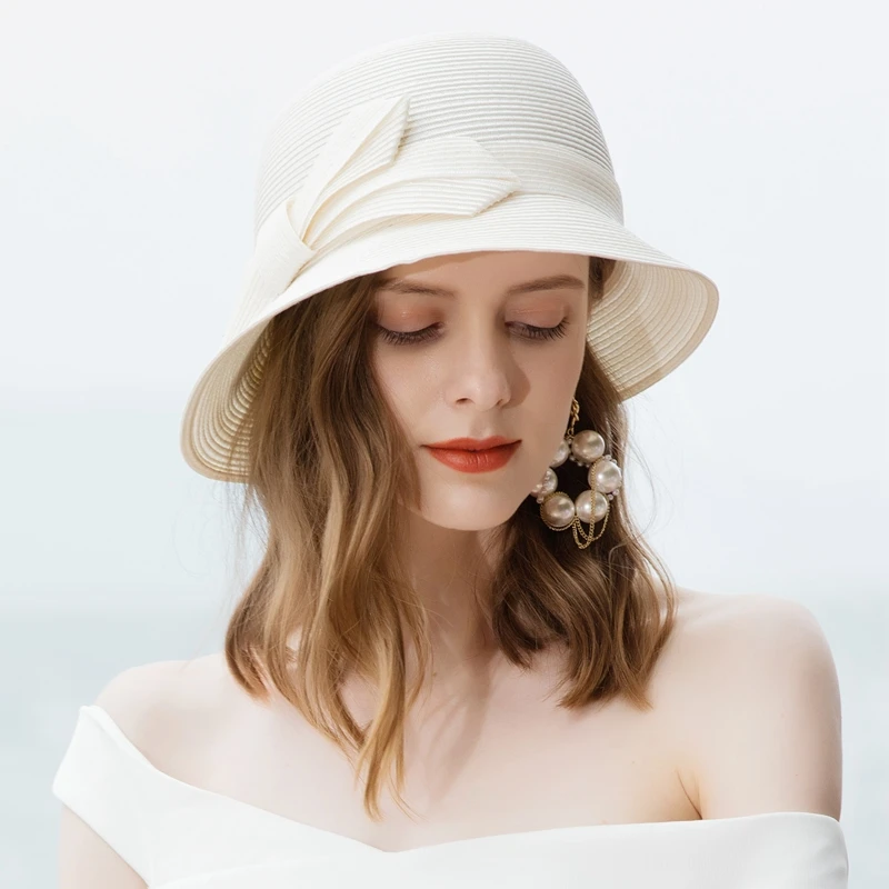

Straw Bowknot Sun Protection Hat Summer Travel Shopping Sunscreen Casual Cap Women Beach Seaside Visor Hats Ladies Caps H6598
