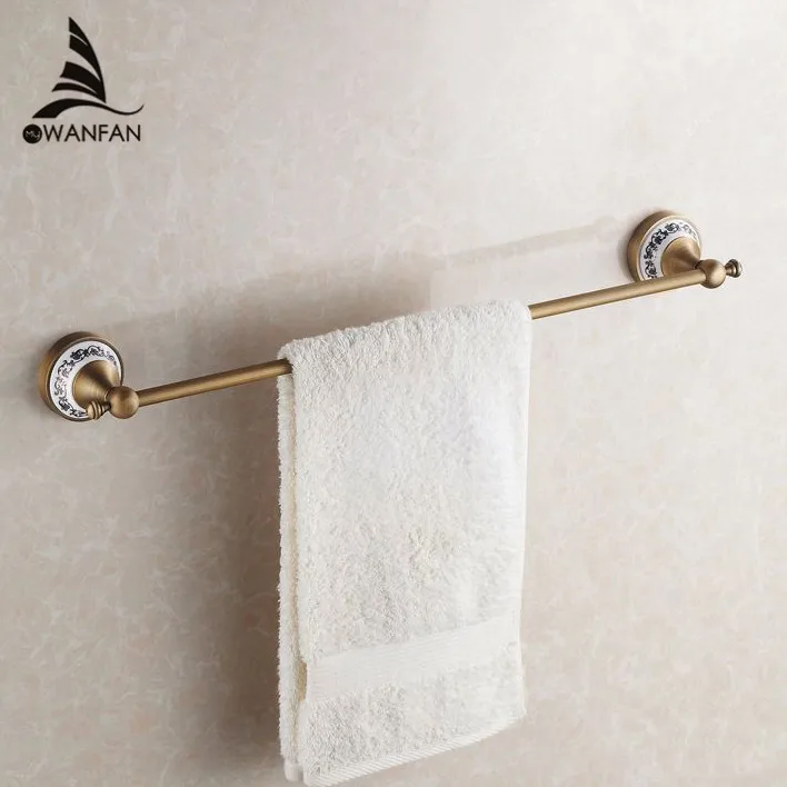 Towel Bars 60cm Single Wall Mounted Towel Bar Towel Holder Solid Brass Antique Finish Bath Products Bathroom Accessories HJ-1810