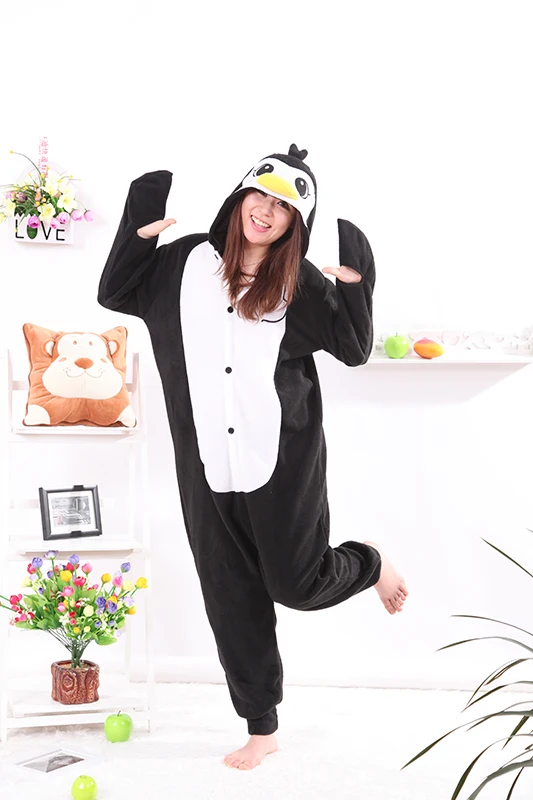 Kigurumi Penguin Nero Tute monopezzo Unisex Tutina Per Adulti Pigiama Costumi Cosplay Animal Tutina Da Notte Della Tuta Per Il Maschio Famale