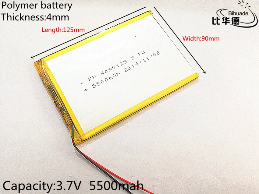 lithium polymer battery 3.7V 4090125 tablet battery 5500 mah each universal rechargeable for tablet pc 8 inch 9 inch 10inch