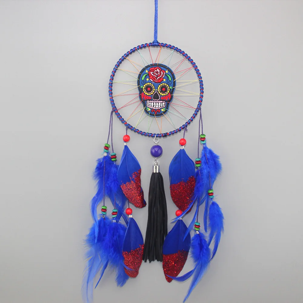 Fashion exclusive design Ribbon skull  dreamcatcher vintage boho jewelry 2016 spring wall hanging dream catcher