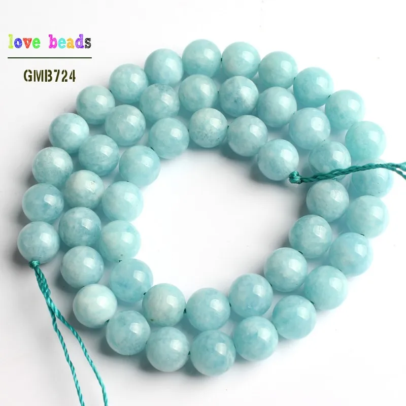 Natural Aquamarines Bead Round Loose Stone Beads for Jewelry Making Diy Bracelet 15\'\' Strand 6mm 8mm 10mm