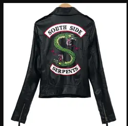 South Side Southside Serpents Riverdale PU Leather Hooded Red Black Moto Jacket Jackets Women Streetwear Snake Coat Motorcycle