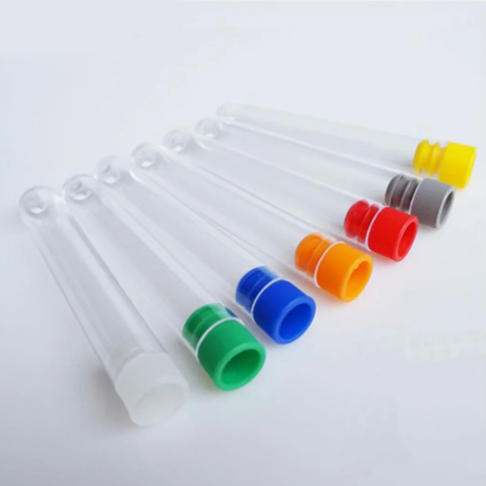 100pcs 20x153 mm Plastic Test Tube With Cap random Colors Of Cap High Quality Clear Like Glass