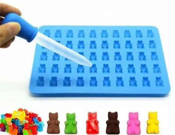 50pcs Baking Silicone dropper DIY gummy candy chocolate cake droppers 5ml Bakeware pink blue purple green