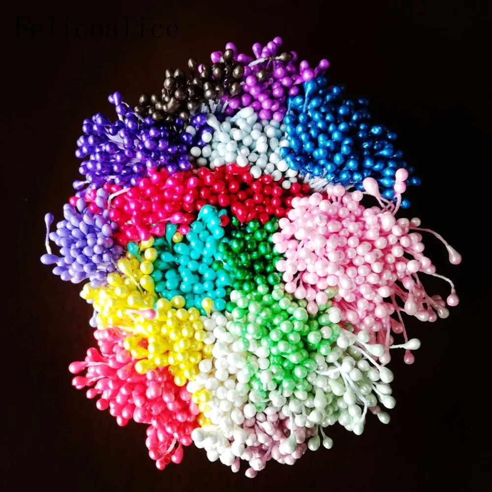 3mm 1000pcs Mini Artificial Flower Stamens For Craft DIY Handmade Wreath Wedding Party Decoration Plastic Pearl Flower Stamens