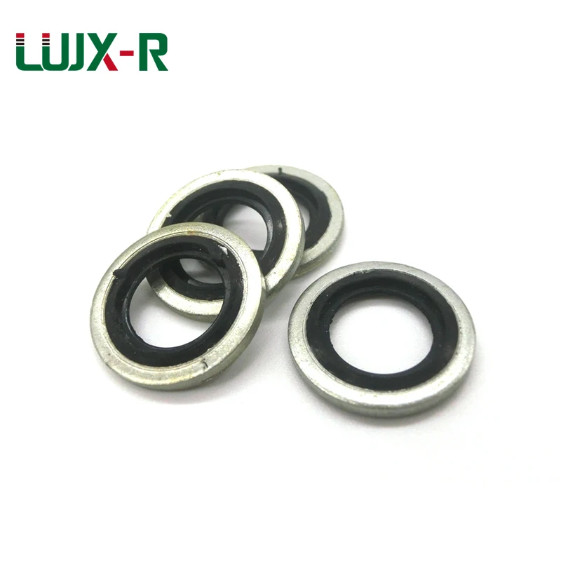 LUJX-R Carbon Steel Galvanizing+NBR Combined Bonded Washer BS/A Rubber Gasket Rings G1/8,G1/4 British System/BSP Screw Plug Seal