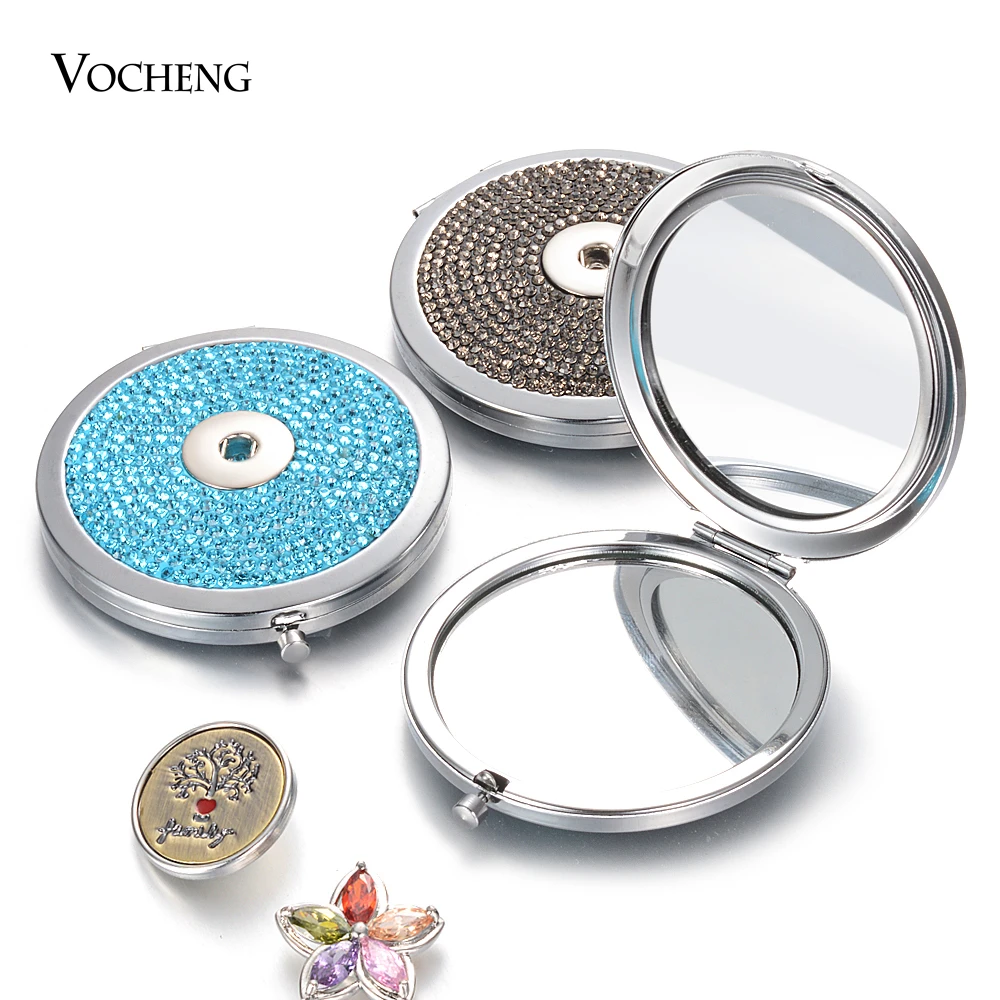 

Vocheng 18mm Snap Button Jewelry Double-sided Mirror Women Foldable Makeup Mirrors Lady Cosmetic Hand Folding Gift NN-731