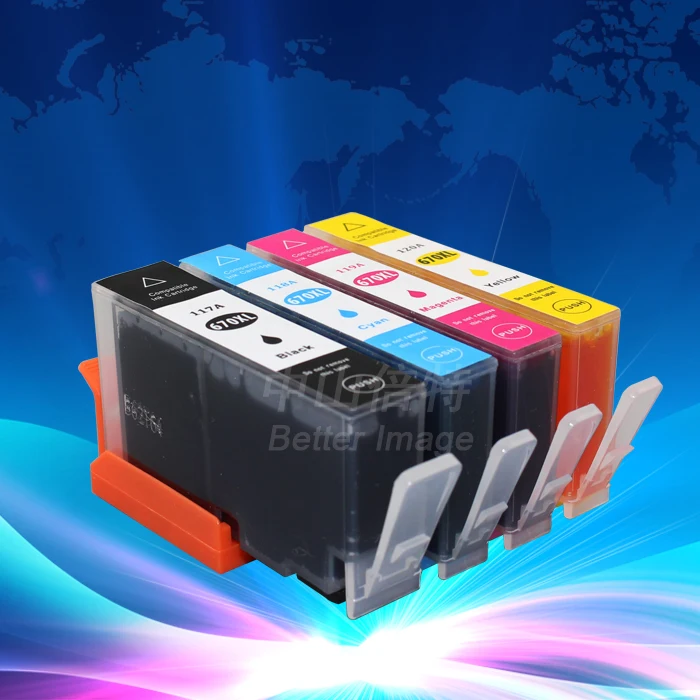 

Полный набор чернильных картриджей для NON-OEM HP670 BK C M Y