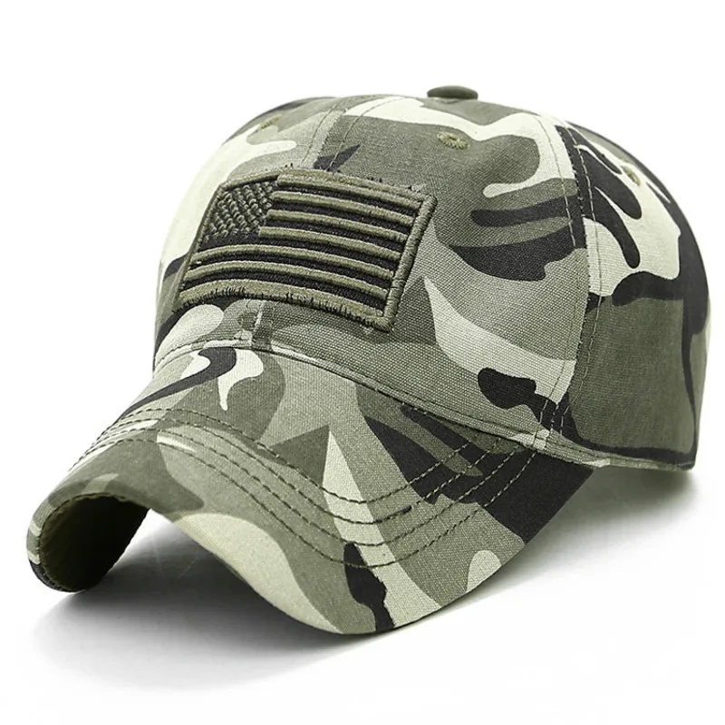 Casual Tactical Baseball Cap Male Men Summer Army Caps  Hat Adjustable Green Miltary Snapback Camouflage USA Flag