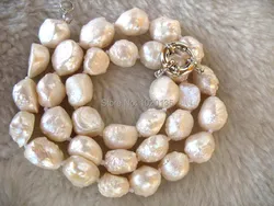 wow! freshwater pearl  unique baroque white 9-13mm necklace 46cm nature FPPJ wholesale beads