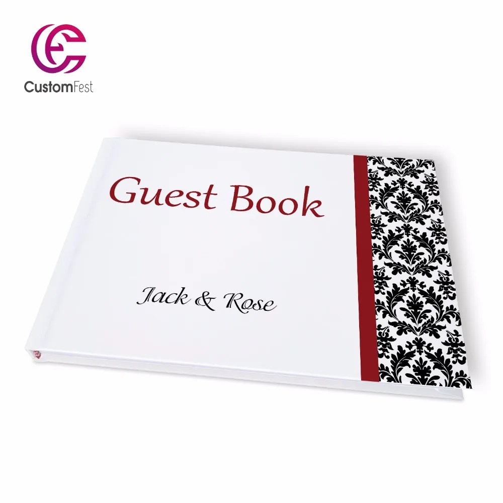 

Free shipping Wedding damask style personalized Guestbook GB010V