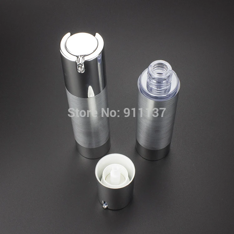 ZA213 50ml sliver airless container for cosmetic , buy 50ml pp airless bottle , cheap 50g airless cosmetic container with pump