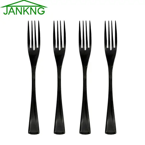 JANKNG 4 Pcs/Lot Black Dessert Fork Flatware Set Polishing Stainless Steel Fork for Dinner Salad Dessert  Fruit Fork Cutlery Set