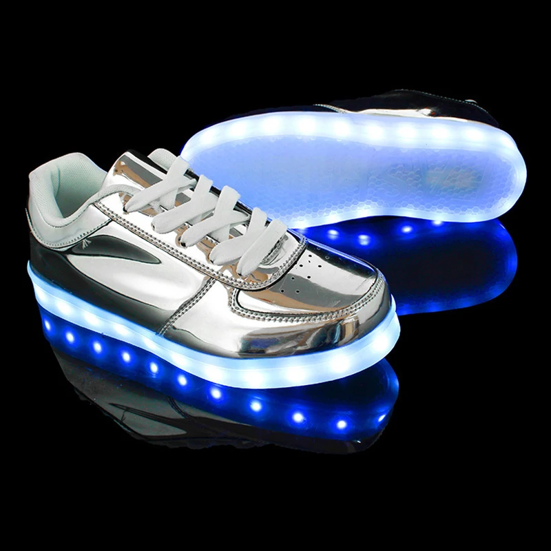 Lustro moda Unisex LED lekkie buty USB ładowania świecenia buty sportowe męskie deskorolka buty damskie trampki dla KTV Bar