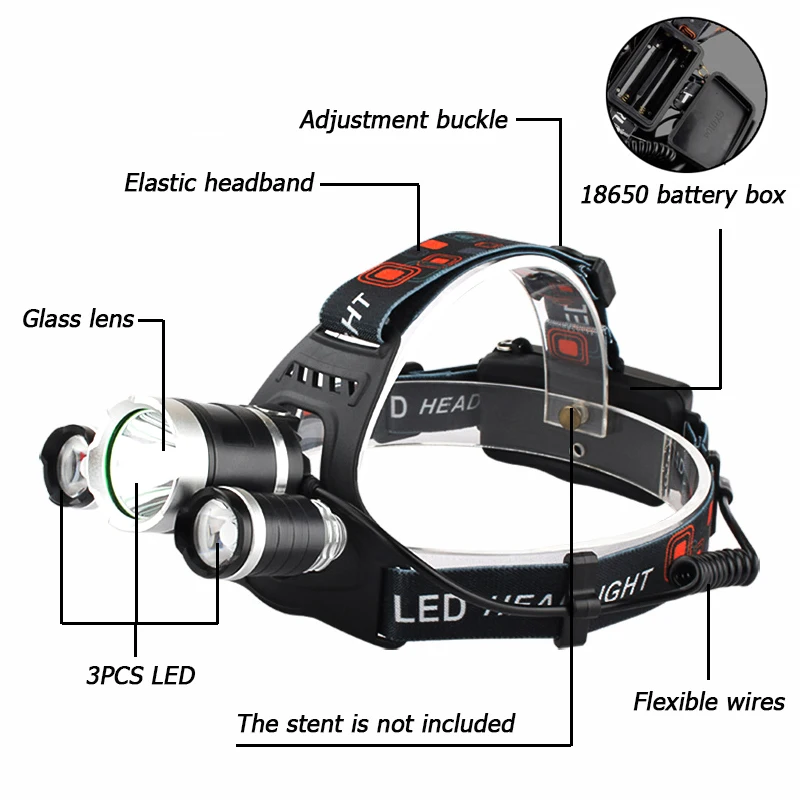 Z25 Led Headlamp Headlight Head Lamp Flashlight Torch 3x Xml 3xt6 Not Zoomable Light Yes Rechargerable Bulbs 2x 18650 Battery T6