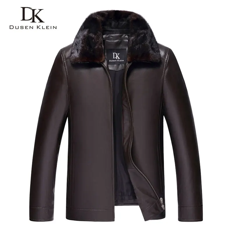 Men Genuine Leather Jackets Winter Warm Coat Mink fur collar+Down liner+Sheepskin Short 2018 New Plus size Z17003F