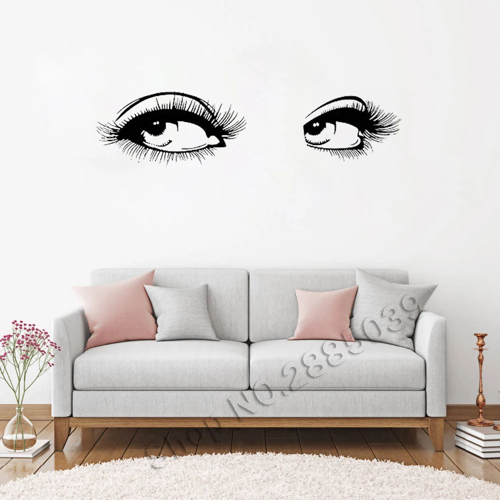 

Eyes Eyelashes Wall Stickers Makeup Shop Girls Eyes Eyebrows Wall Decor Mural Beauty Salon Bedroom Vinyl Decal Removable LC562