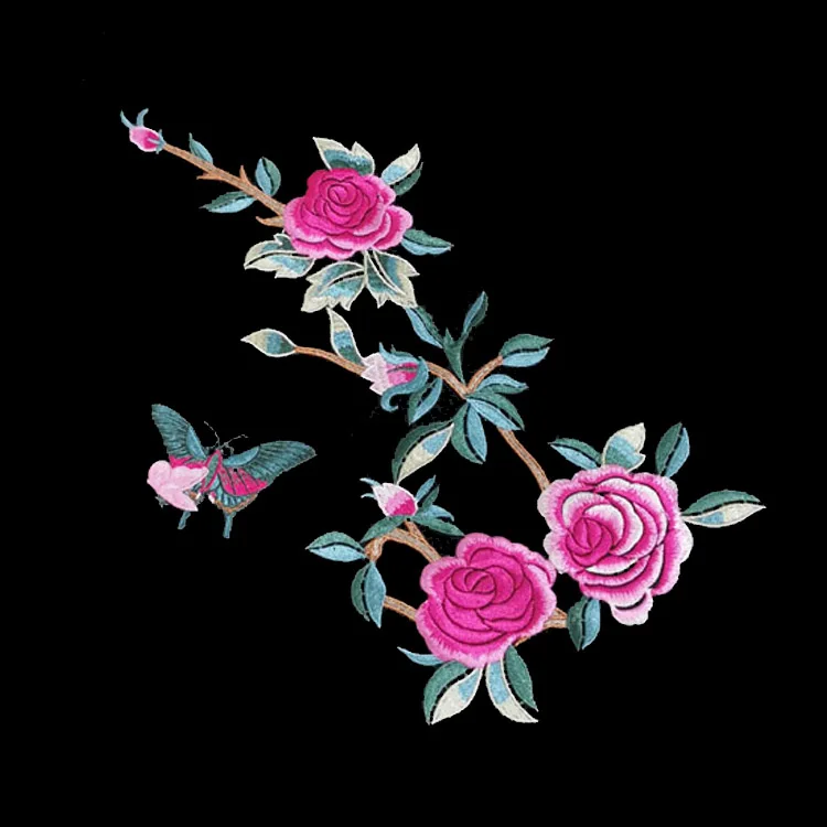 New Orchid Peony Rose patch vintage embroidered applique fashion clothing decoration sew on patch accessories Motif patch