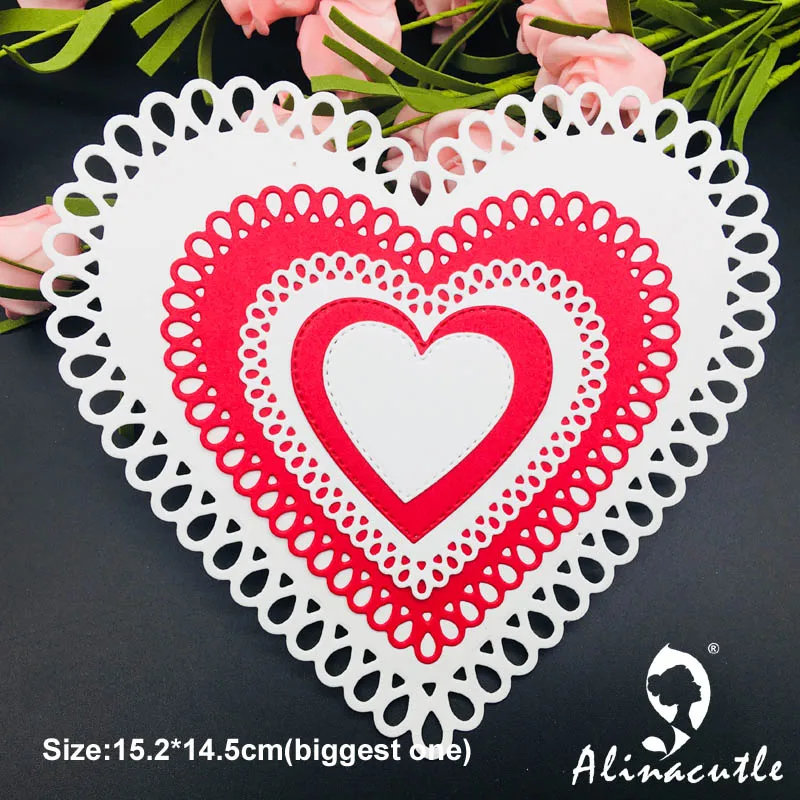 Alinacutle Metal Cutting Die Cut 5pc Tear Drop Mega Heart Frame Scrapbook Paper Craft Album Card Punch Knife Art Cutter